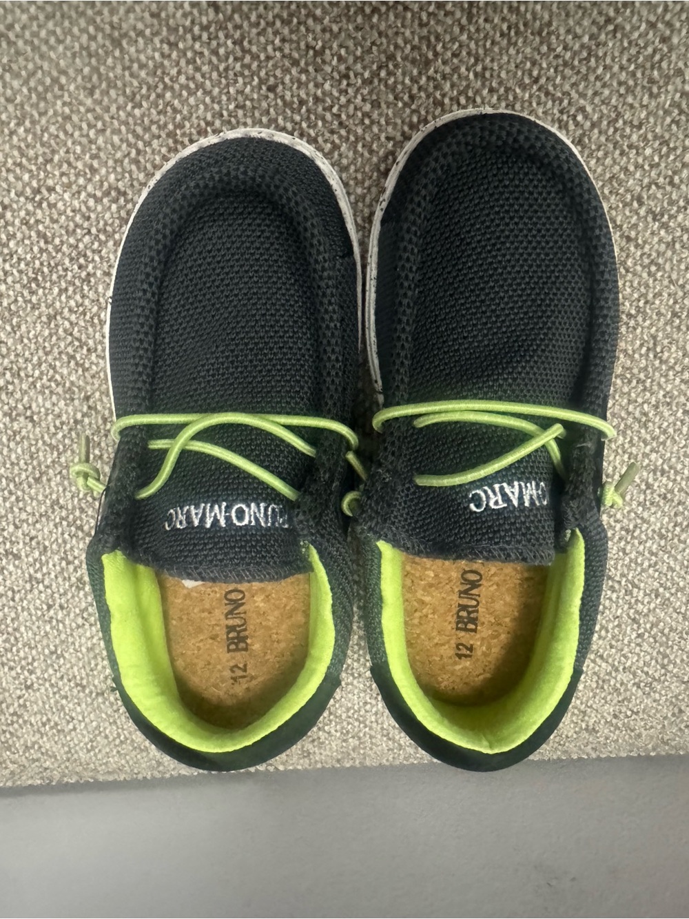 Bruno Marc Kids Black Sneakers with Lime Lining